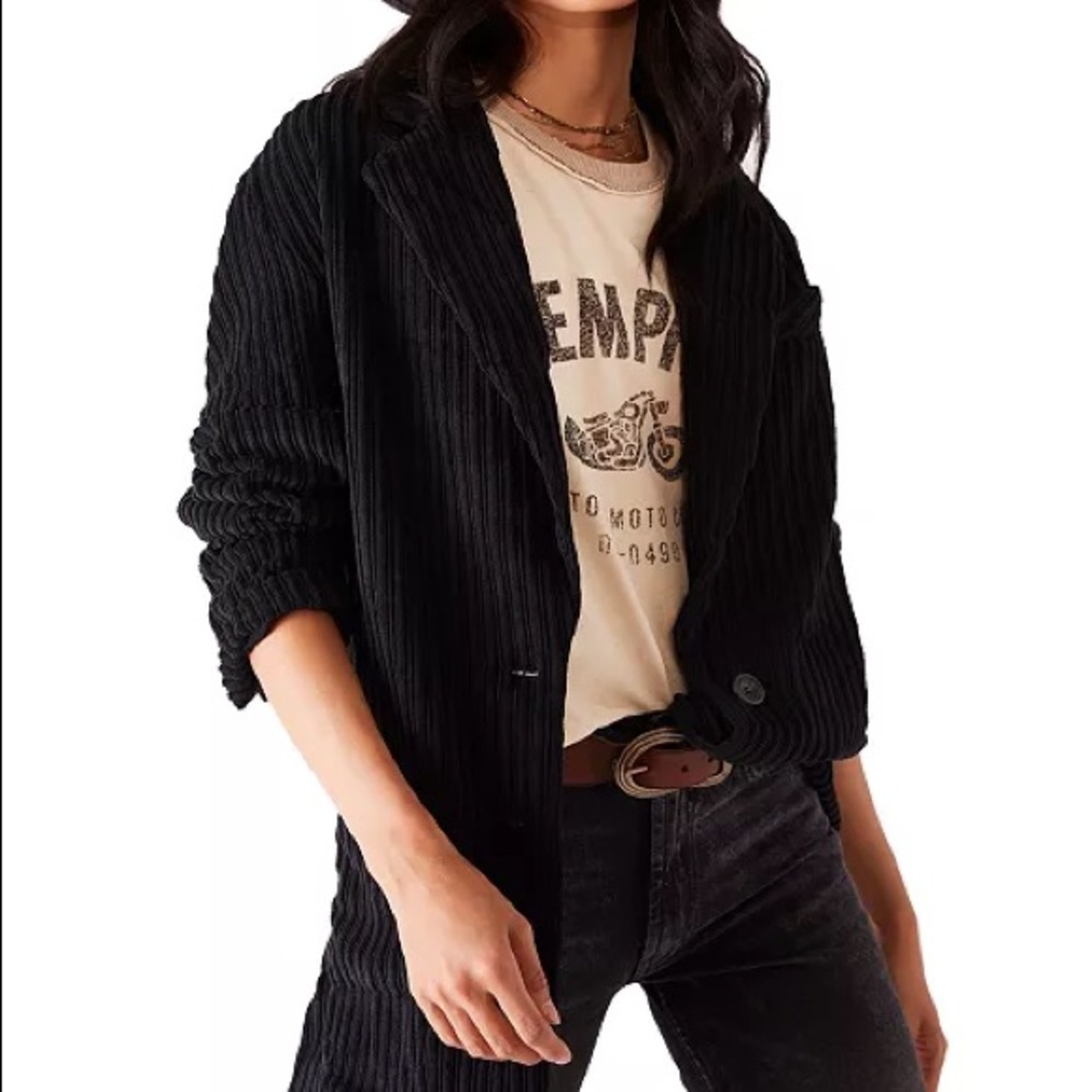 🚨SOLD 🆕 Free People Black Corduroy Blazer, SZ L